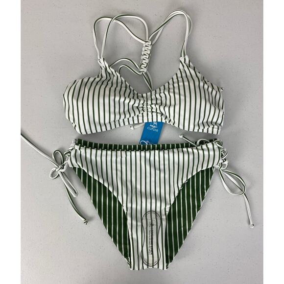 NEW Women Cupshe stripe reversible 2-piece bikini bathing suit, S - Picture 2 of 3